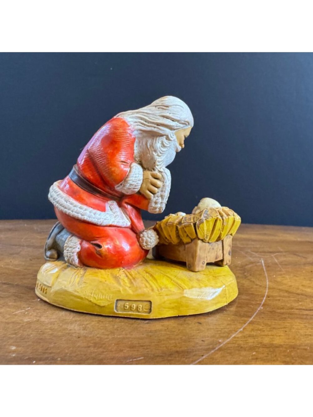 VTG Santa Kneeling By Baby Jesus Fontanini Resin Figurine 1984 Italy Manger Scen - Picture 3 of 12